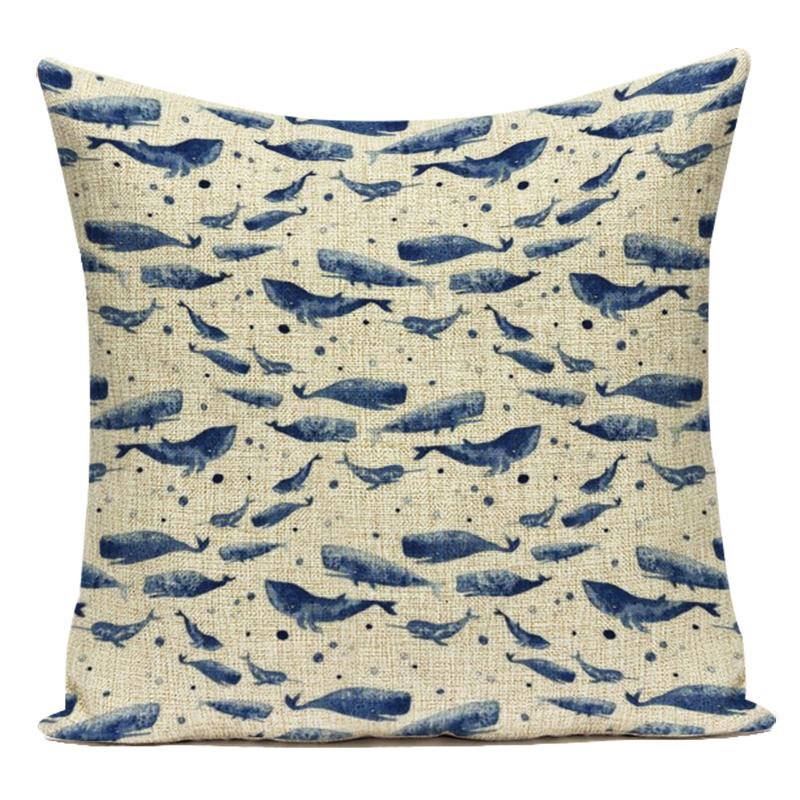 Cute Animals Fishes Decorative Throw Pillows Case Square Sofa Home Seat Cushion Cover for Home Living Room Decoration