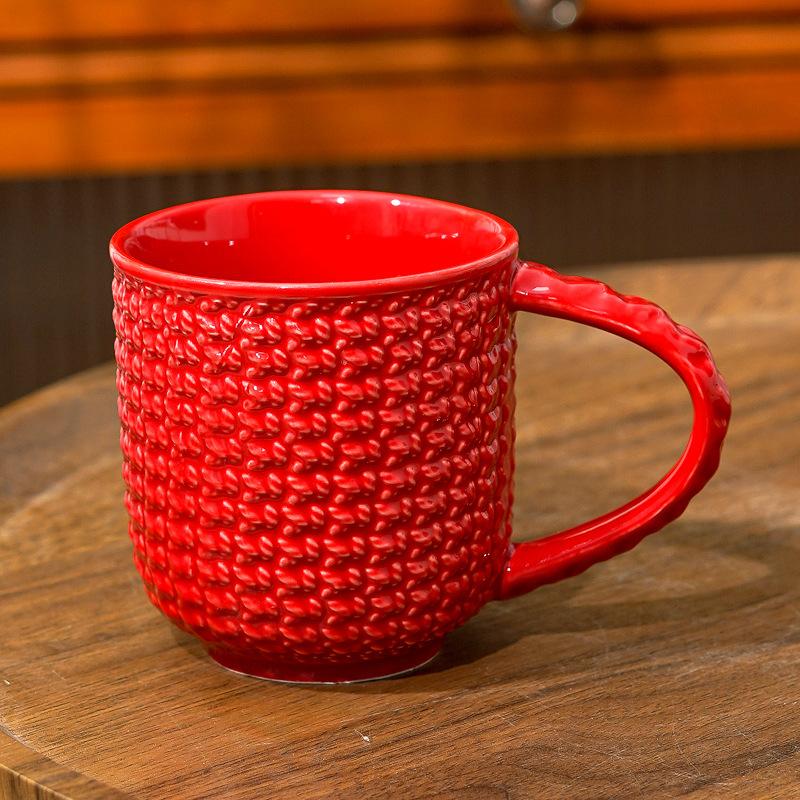 Современная вязаная клетчатая керамическая кофейная кружка однотонная с узором в виде свитера керамическая чайная кружка современная кружка для завтрака молока парная кружка для воды 330ml