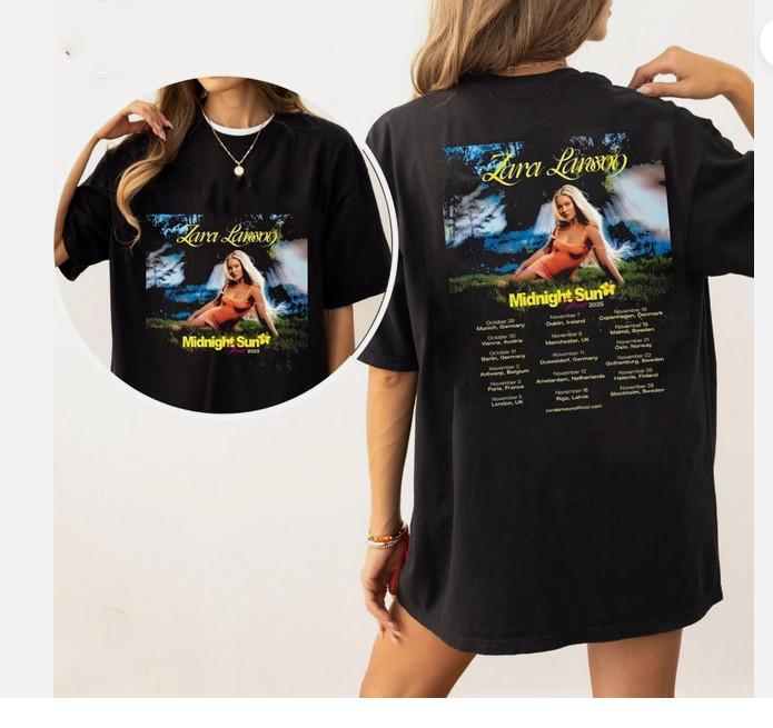 Футболка с принтом с обеих сторон, вдохновленная туром Zara Larsson Midnight Sun Tour 2026 XXXL