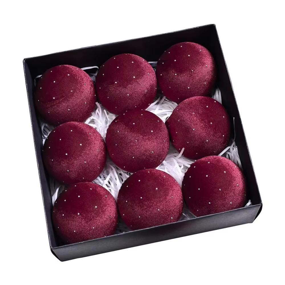 9pcs/set 8cm Velvet Christmas Balls Glitter Xmas Tree Pendant Merry Christmas Decor