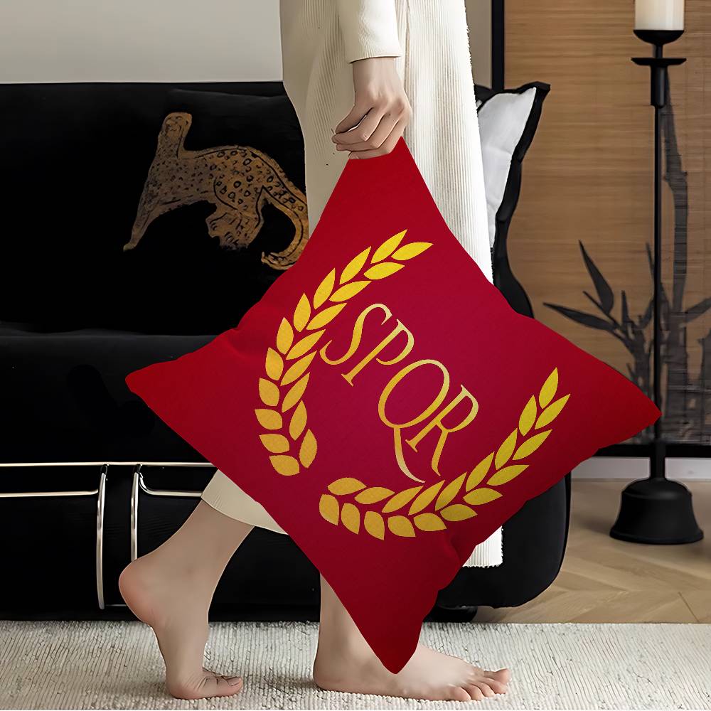 Roman SSPQRs Logo Pillowcase Toon Gift Cushion Cover Bedroom Home Sofa Chair Seat Decor Pillow Case