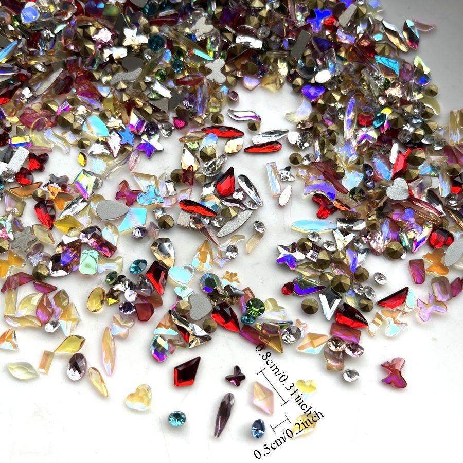 

Randomly mixed rhinestone 10g per pack, about 200 pieces. Sparkling rhinestone suitable for nail art DIY decoration разноцветный