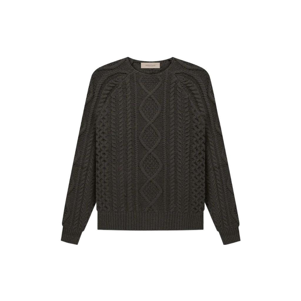 Fear of God Essentials FW22 Cable Knit Sweater Unisex Tops Charcoal-Black FOG-FW22-177