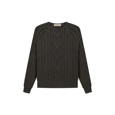 Essentials FW22 Cable Knit Sweater Unisex Tops Charcoal-Black FOG-FW22-177