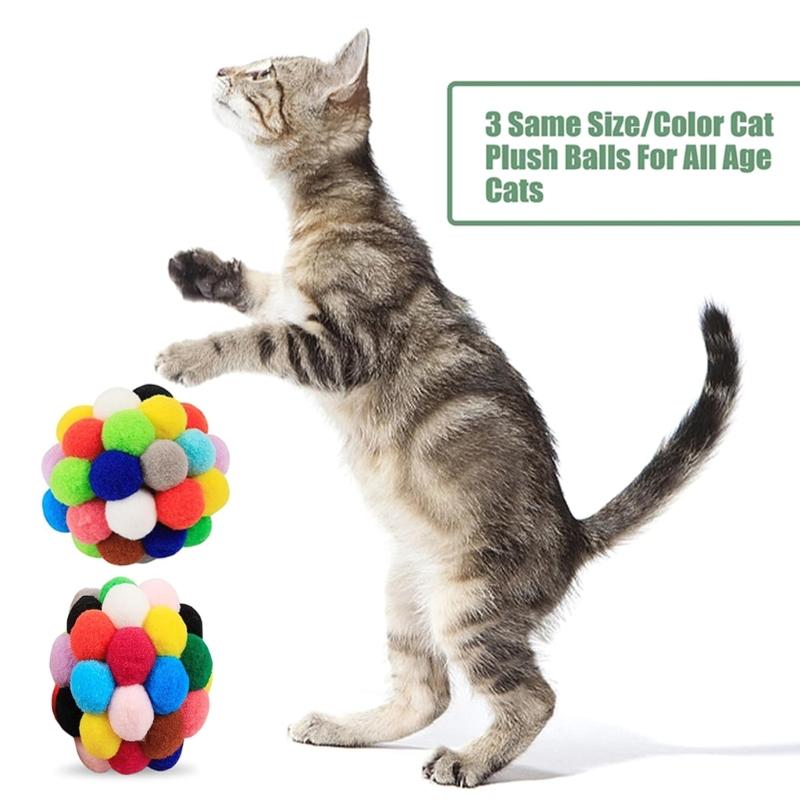 6 Stück Bunte Katzen Kauspielzeug Ballform Sicher Verbessern Stimmung Spielzeug mit Geräusch Verbessern Stimmung Geschenk für Kätzchen