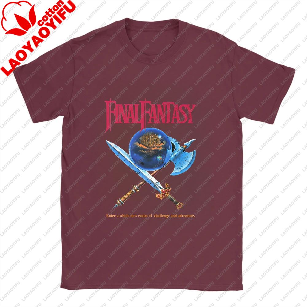 Retro Final Fantasy VII Print Neutral Trend Shortsleeved Unisexs and WoUnisexs Universal Pattern Largesized Cotton Tshirt Top
