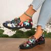 Fashion Block Heel Printed Single Shoes Autumn New Round Toe Deep Mouth Metal Chain Platform Non-slip Wear-resistant Pumps