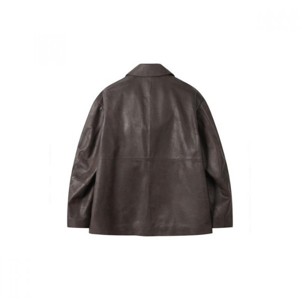 Customellow Brown Vegetable Leather Jacket Cwjaa25511brx