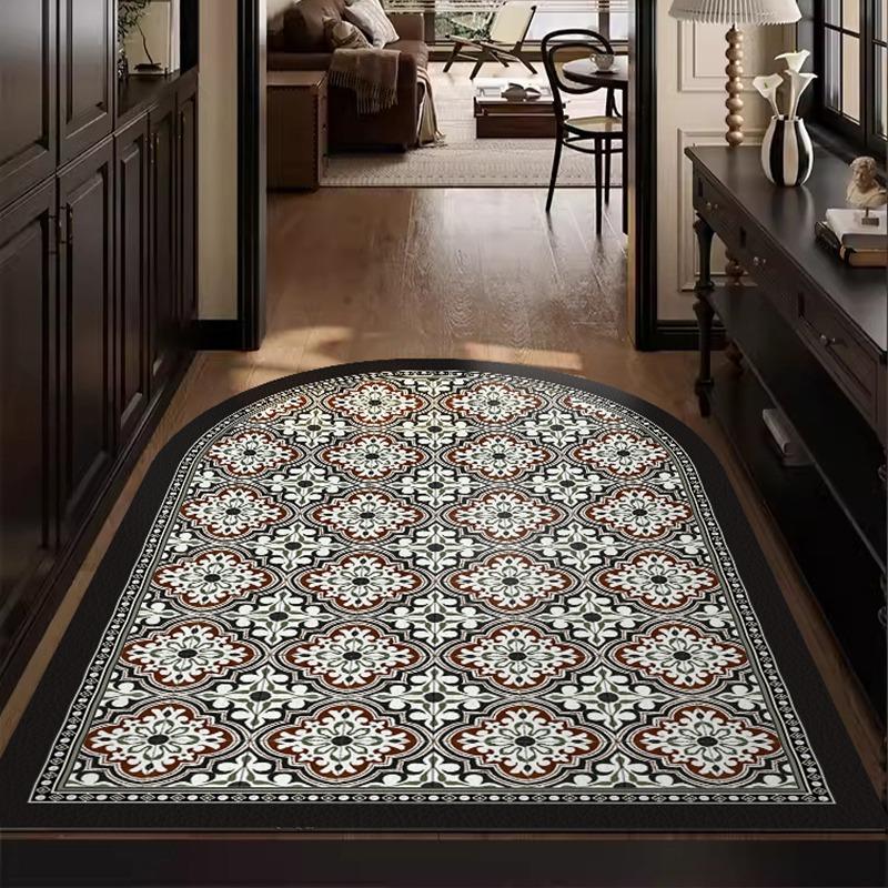 Entrance Carpet Pvc Waterproof Leather Door Mat Arched Floor Mats Green Retro Porch Carpets Home Decoration Rug Christmas Gifts