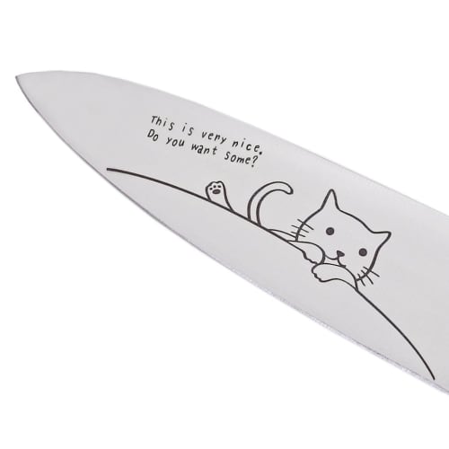 Merpere Cat Santoku and Petty Knife Pair Set (Includes Handy Knife Sharpener with Cat Design)