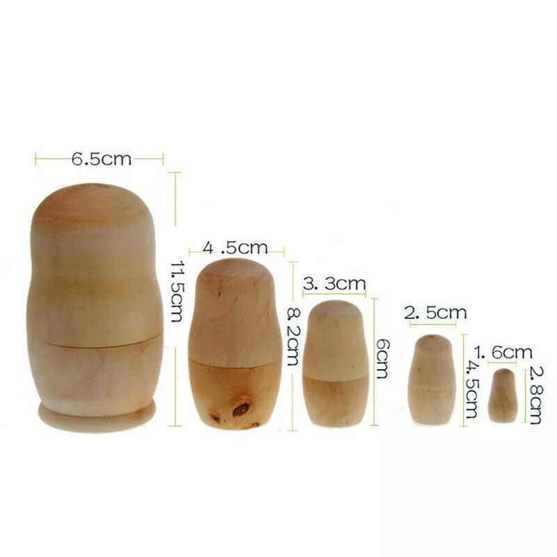 

5 шт DIY неокрашенная кукла пустая деревянная заготовка эмбрионы русская матрешка игрушка 5PCS/Set