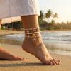 Bohemian Starfish Shell Fishtail Imitation Pearl Anklets For Women Men Summer Vacation Ocean Beach Sea Star Foot Chain Zircon