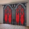 2 Panels Gothic Style Castle Windows Pattern Curtains - Heat-insulating   Suitable for Decorating Curtains in Various Rooms