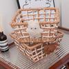 Handwoven Paper Rope Storage Basket, Multi-Purpose Snack & Cosmetic Organizer, Decorative Wire Frame Bin for Home Office