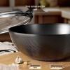 ZISIZ 20cm Flat-Bottom Non-Stick Cast Iron Wok