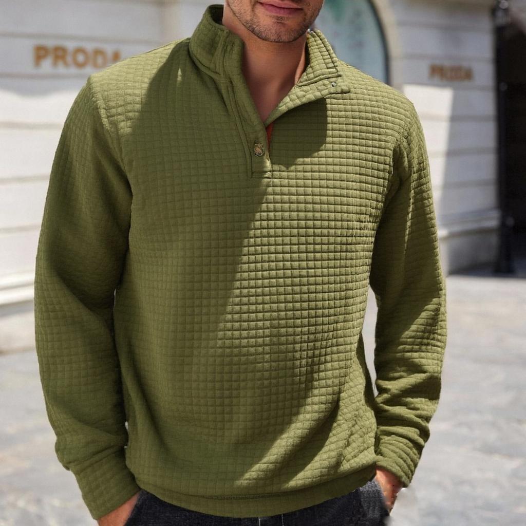 Spring Autumn Quartet Men's Standing Collar Single Breasted Casual Long Sleeve Sweatshirt Men Warmth Comfortable Fit Skin-friendly Breathable Tops