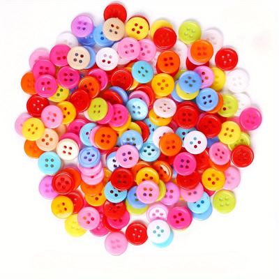100Pcs 4Holes Round Resin Buttons Mixed Color Button Kids Manual Button Painting Button for DIY Craft Sewing Accessories