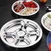 Stainless Steel Multi Compartment Round Plate 28cm For Meal Preparation Outdoor Picnics Office Lunch Microwave Safe Dish