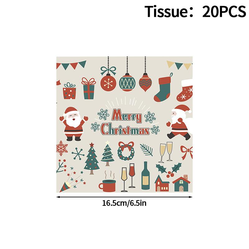 2025 Christmas Party Disposable Tableware Santa Claus Pattern Paper Plates Cups Christmas Tree Napkin Merry Christmas Supplies