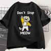 2026 Don't Stop Meow T-Shirt Funny Cat Printed T Shirt Unisex Vintage Music Cartoon Casual Short Sleeve Unisex Fashion Top Clothing