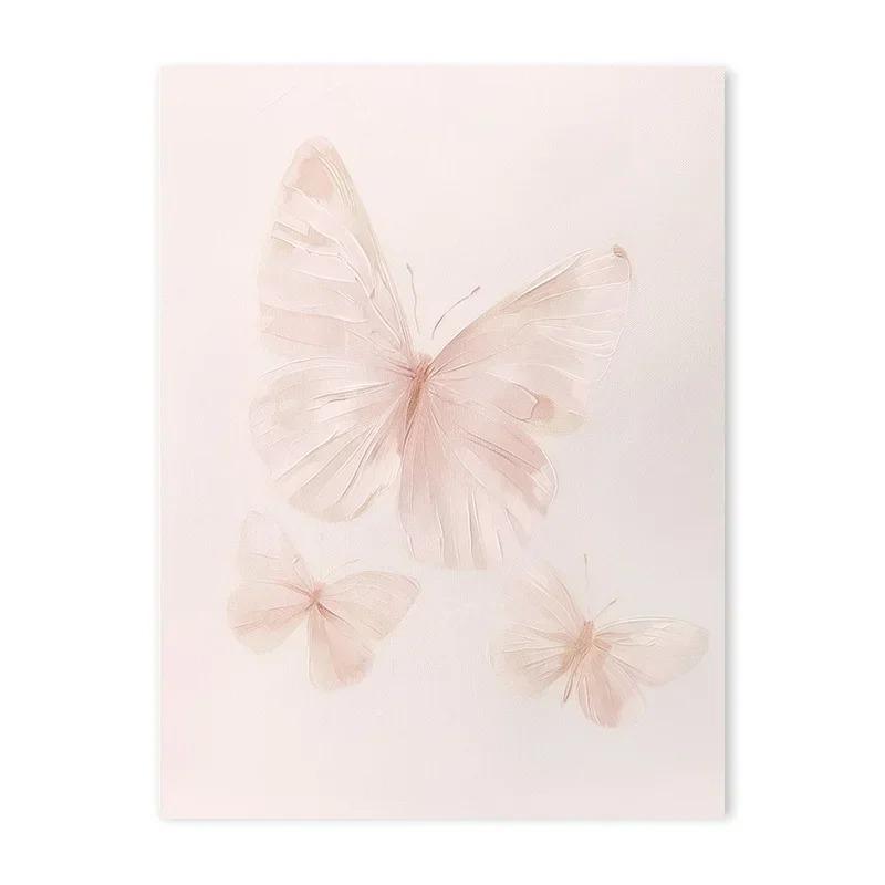 

Vintage White Swan Bow Canvas Painting Pink Floral Butterfly Print Posters for Girls Bedroom Nursery Wall Art Home Decoration 21cm×30cm NoFrame