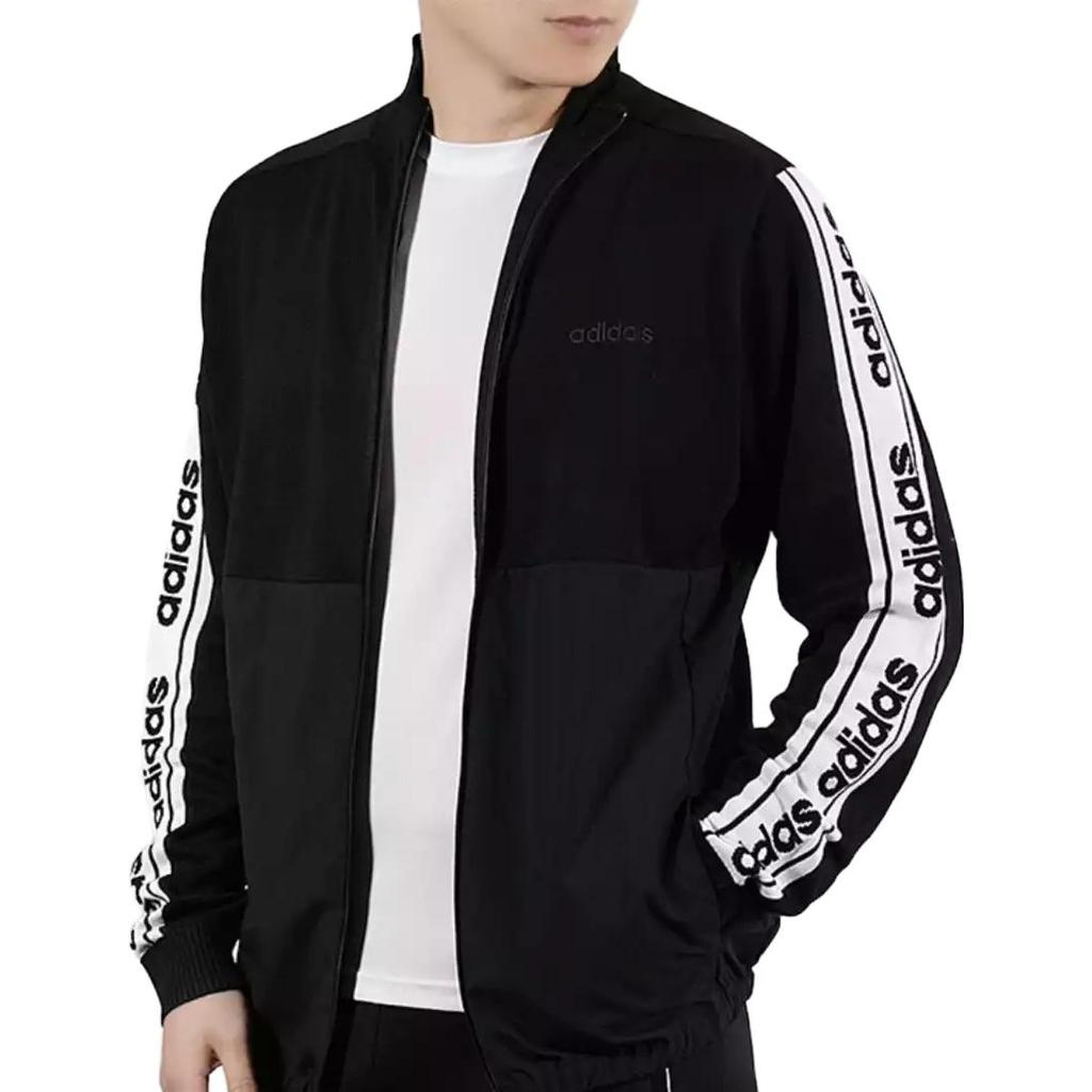 Adidas Logo Stand Collar Long Sleeve Zip Jacket Retro Sports Jacket Men Jacket Black DW7889