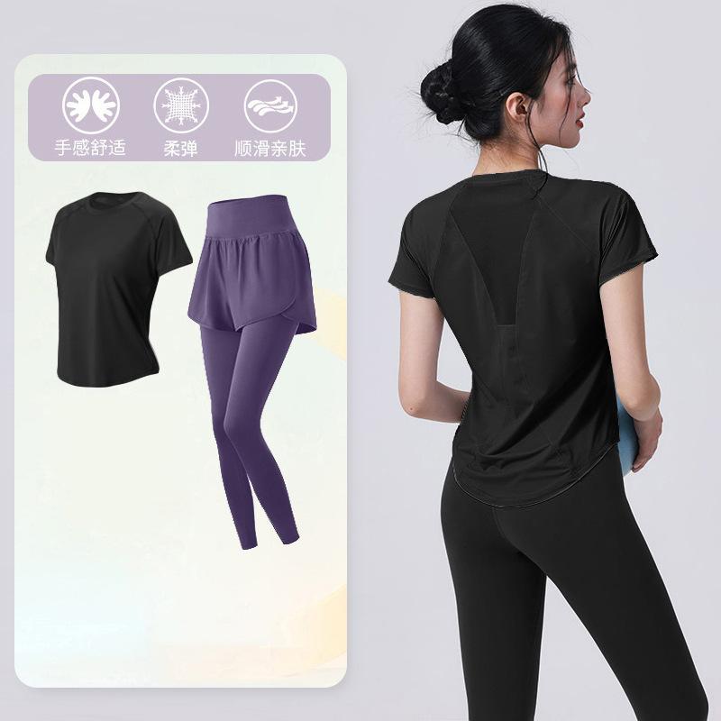 Tennis suit women's short-sleeved training clothes outdoor running quick-drying clothes thin badminton T-shirt fitness clothes