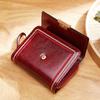 2025 Women's Retro Oil Wax Leather Accordion Wallet - Multi-Card Slot, Zipper, Short Style