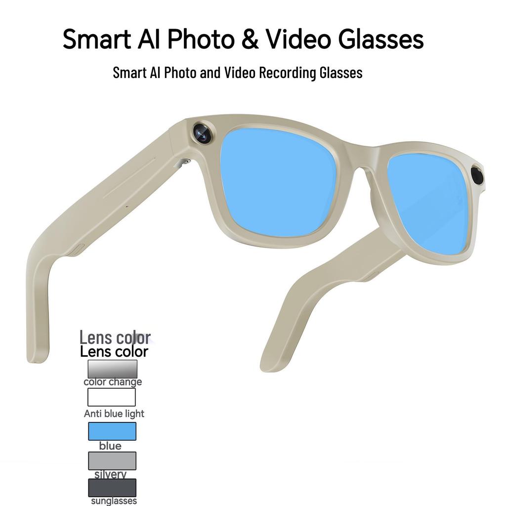 KI Smart 800W HD Video Bluetooth Brille: Kamera, Erkennung, Übersetzung & Musik