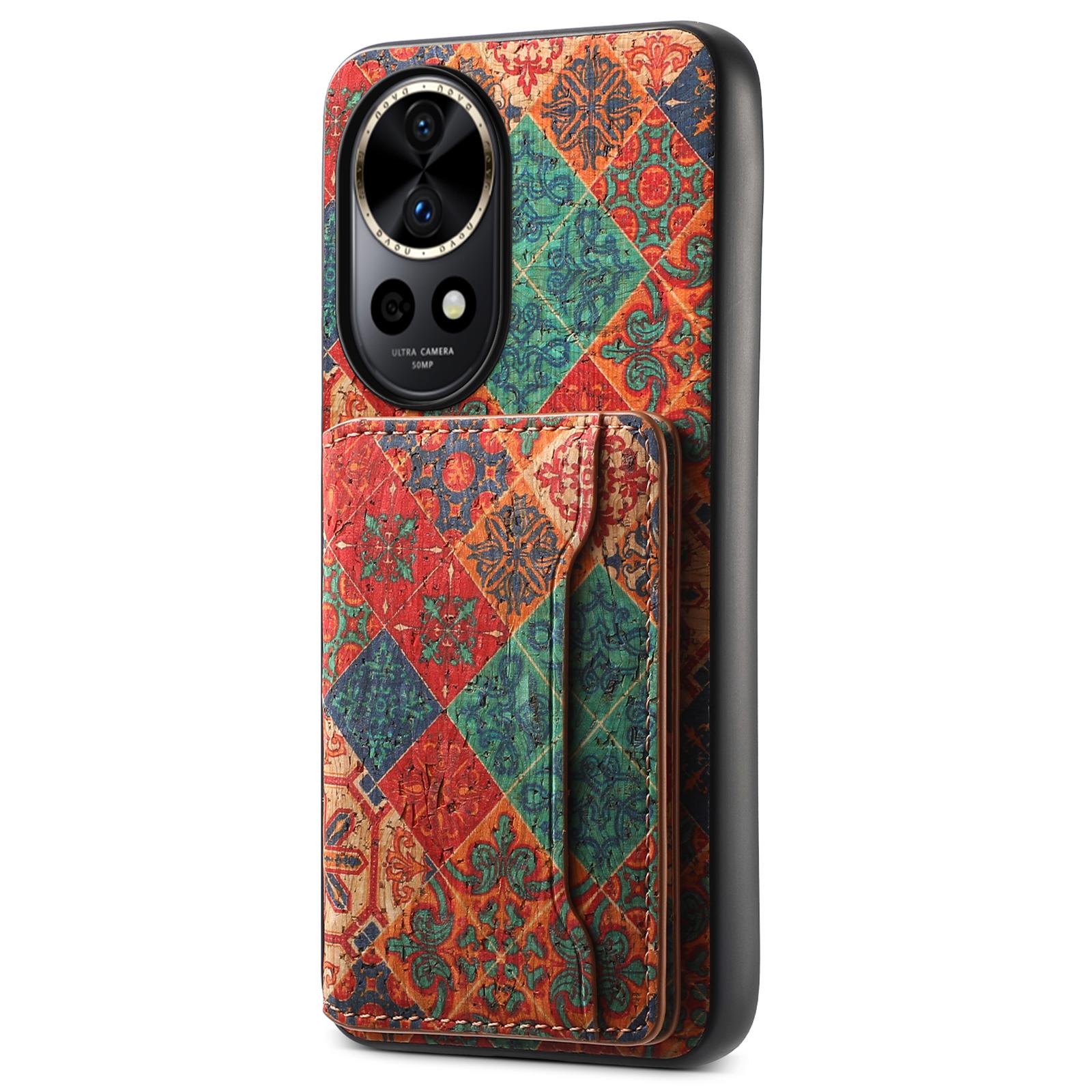 

For Huawei nova 12 Pro 5G/nova 12 Ultra 5G Case Leather Back Cover Flower Design Card Slots Kickstand Winter/Blue