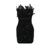European & American Strapless Feather Sequin Bodycon Dress