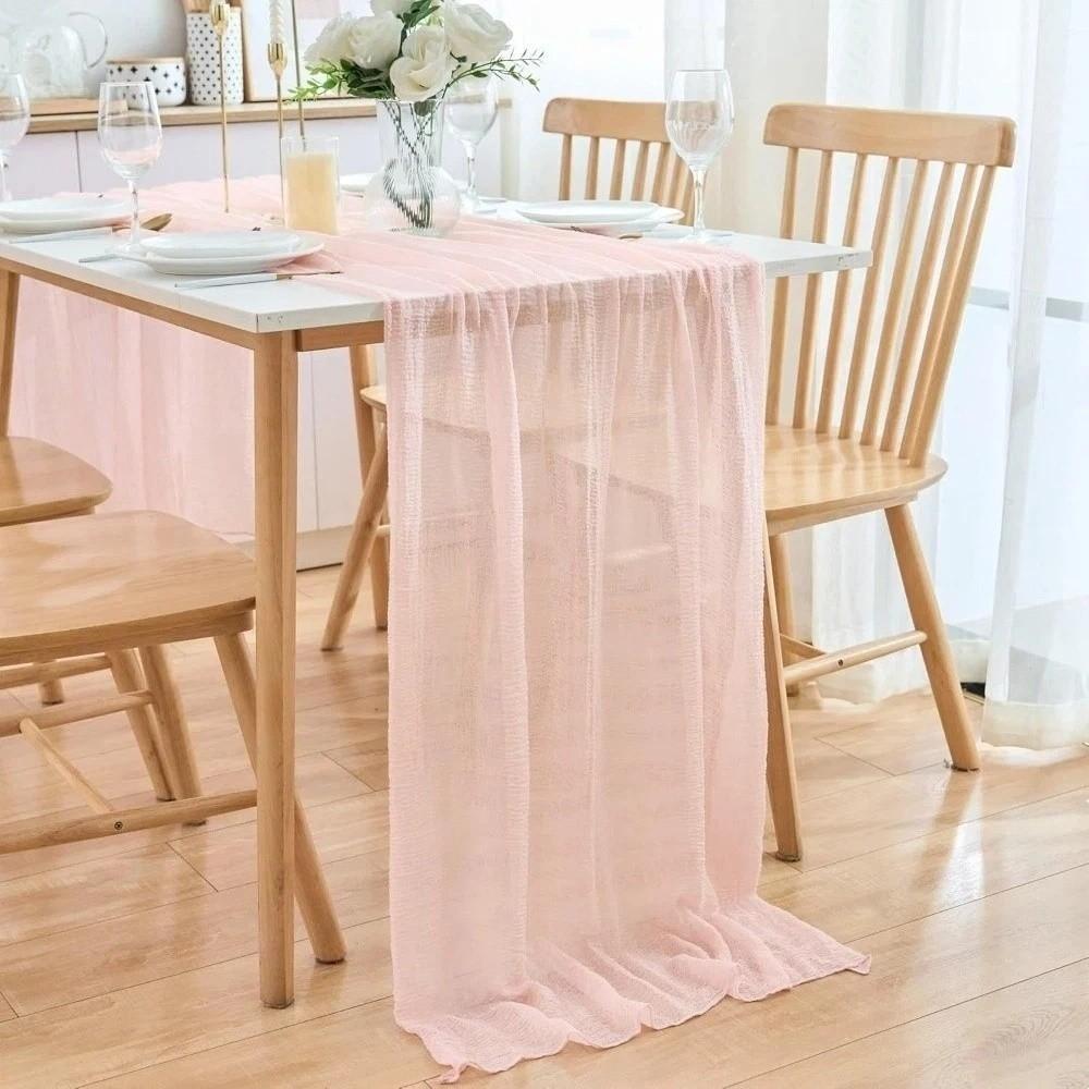 Long Vintage Table Runners Seersucker 300cm Cheesecloth Table Setting Boho Rustic Country Gauze Tablecloth Home