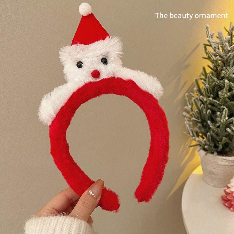 Cute Christmas headpiece candy snowman plush face wash headband Christmas cartoon headband hair accessory hair clip female