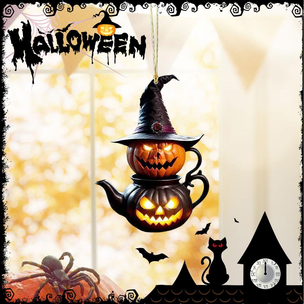 Halloween  Little Witch Festival Pendant Cross Border Acrylic Flat Car Decoration Pendant Home Hanging Accessory