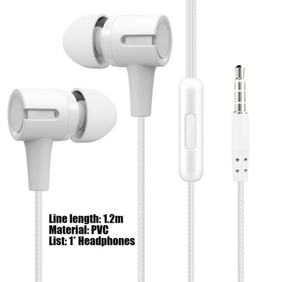 L201 Wired Earphone In-ear Powerful Bass 3.5mm Stereo Earbuds Gaming Headset with Microphone for Mobile Phone