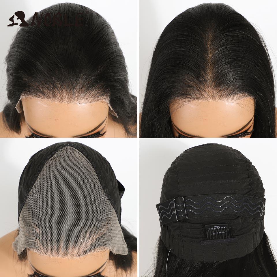 Noble Synthetic Lace Front Wig 24 Inch 9x6 Natural Black Pre-Plucked Glueless Wig Heat Resistant Straight Layered Wig For Wome
