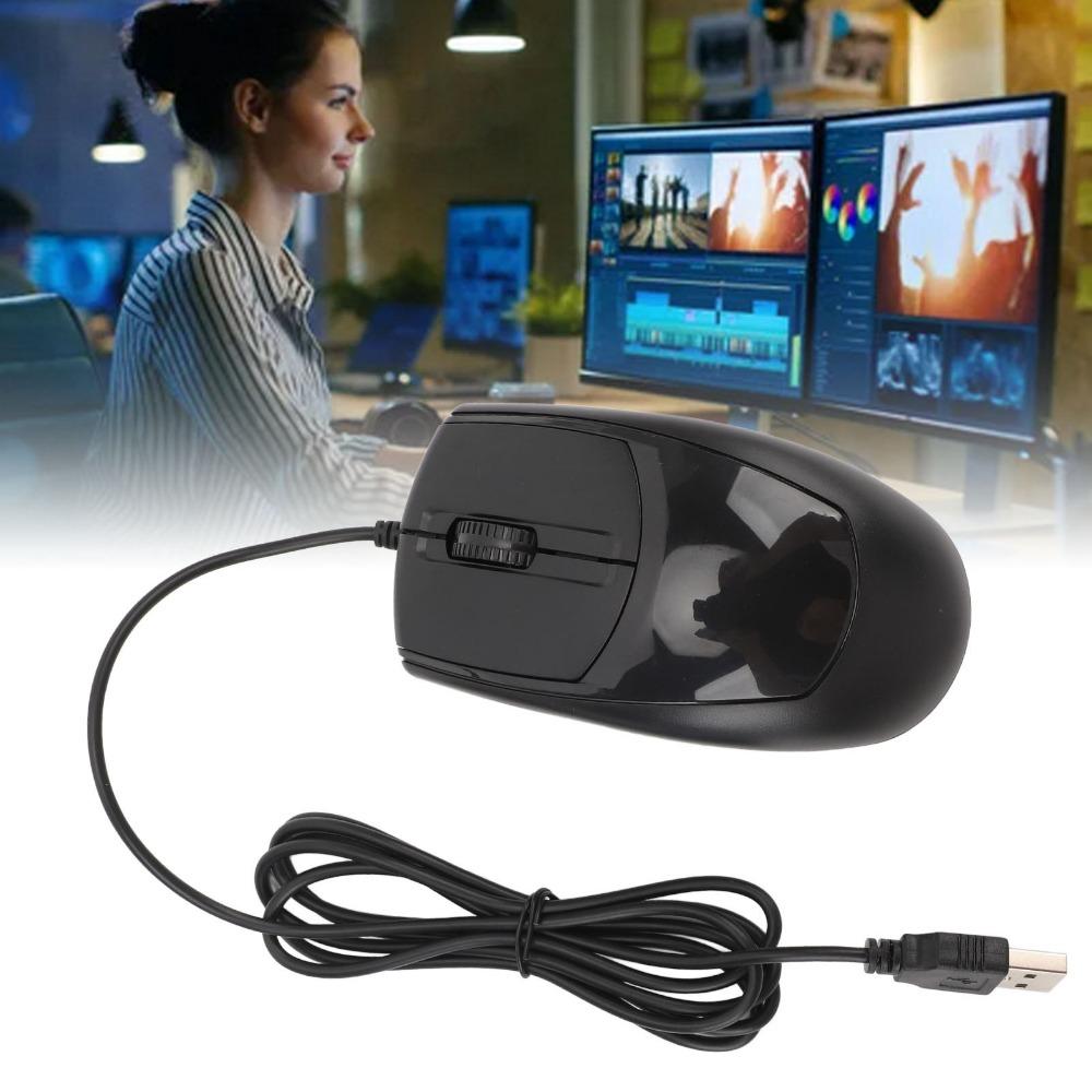 Plug Play Ergonomic Mouse Black Optical Mouse Comfort Grip USB Wired Mouse Office
