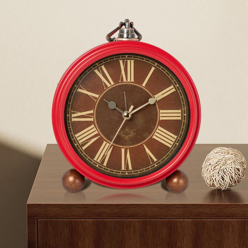 

Alarm clock vintage clock metal desktop silent bedside stylish wall clock living room bedroom European simple style