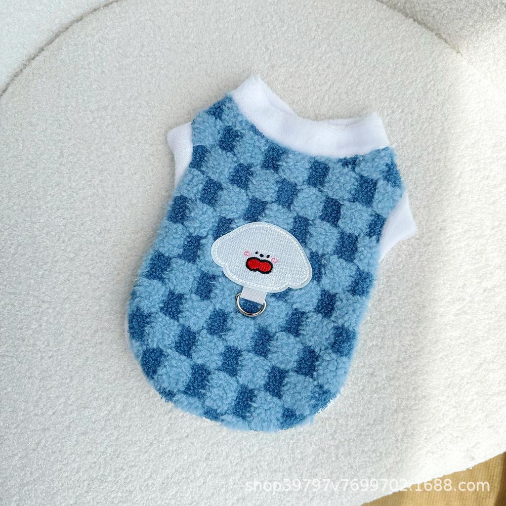 Autumn and Winter Pet Dog Dog Cat Clothes Vest Thickened Warm Cute Go Out Cold Pet Clothing