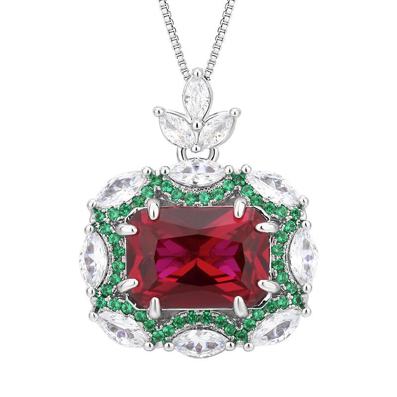 Style Jewelry Set Ruby Necklace Ring Earring Red Corundum Color Changing High-end Light Luxury Fashionable Ladies