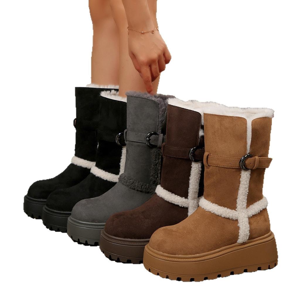 Thick-soled foldable snow boots 2025 new autumn and winter piled thick-soled warm short women's boots Northeast cotton boots