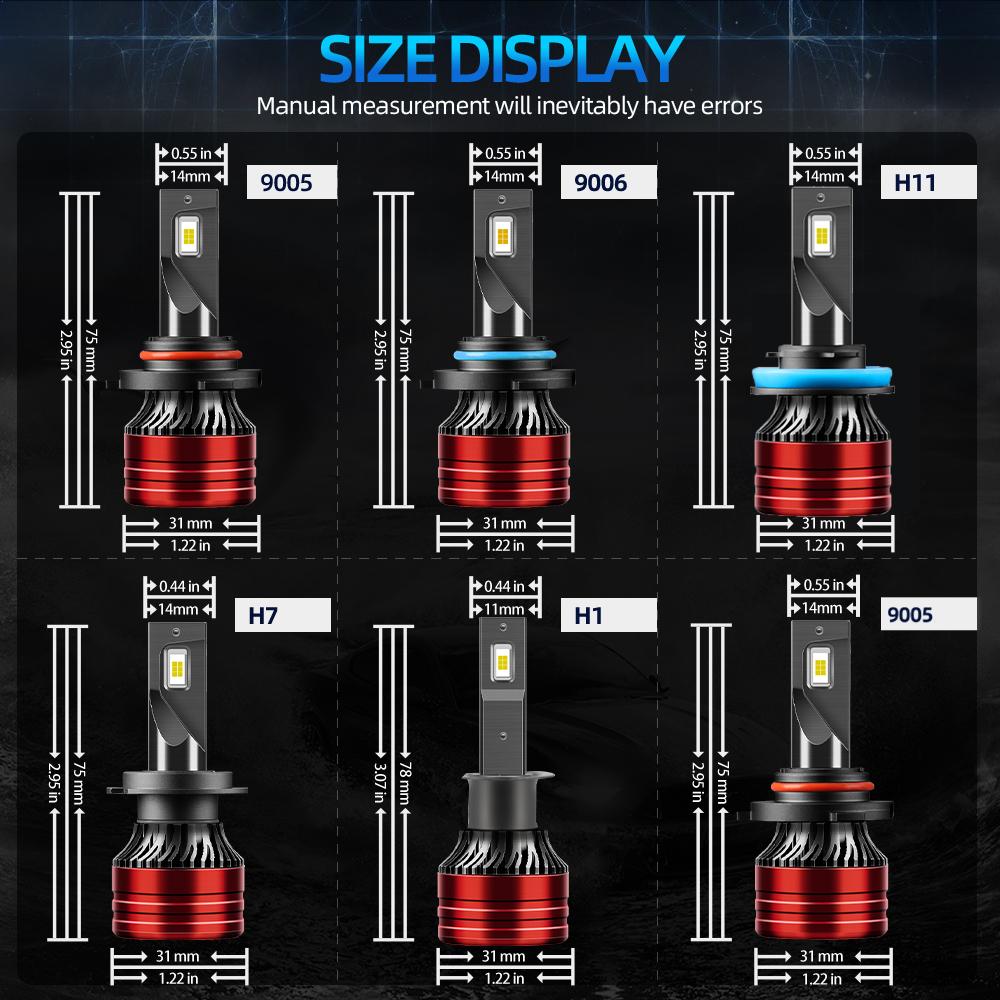 9006 H11 LED Headlights High Low Beam 24000LM 6000K White Bright 3570 CSP Chip Turbo Fan Auto HeadLamps