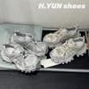 Leather platform strap mesh breathable dad shoes women's spring niche fashion sneakers