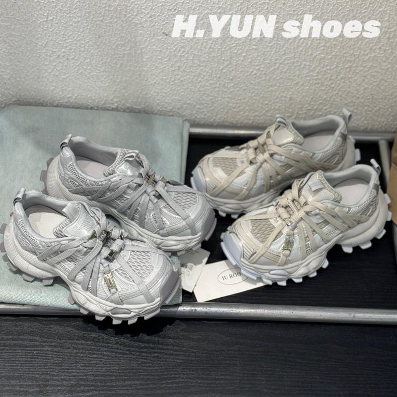 Leather platform strap mesh breathable dad shoes women's spring niche fashion sneakers