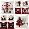 Plaid Christmas Pillowcase Red and Black Plaid Polyester Print Home Cushion Living Room Sofa Bedroom Cushion