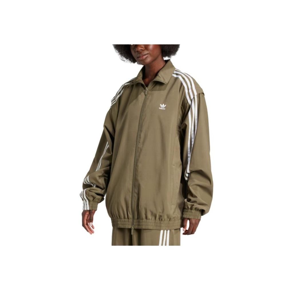 Adidas Originals Adilenium Loose Fashion Versatile Long Sleeve Jacket Women Jacket Olive-Green JM9252