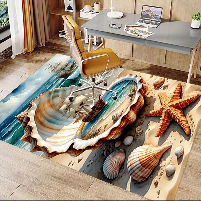 1PC Seashell Ocean Extra Large Non-Slip Floor carpet, Office, family, bedroom, Studio - Large Area Rug,Longlasting Material-K0370