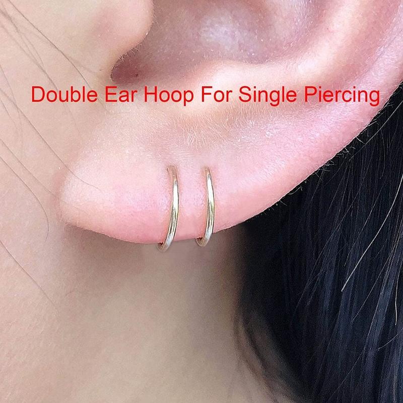 4Pieces Nose Rings Hoops Surgical Steel Double Spiral Nose Ring Left or Right Single Pierced Nose Piercing for Women Men