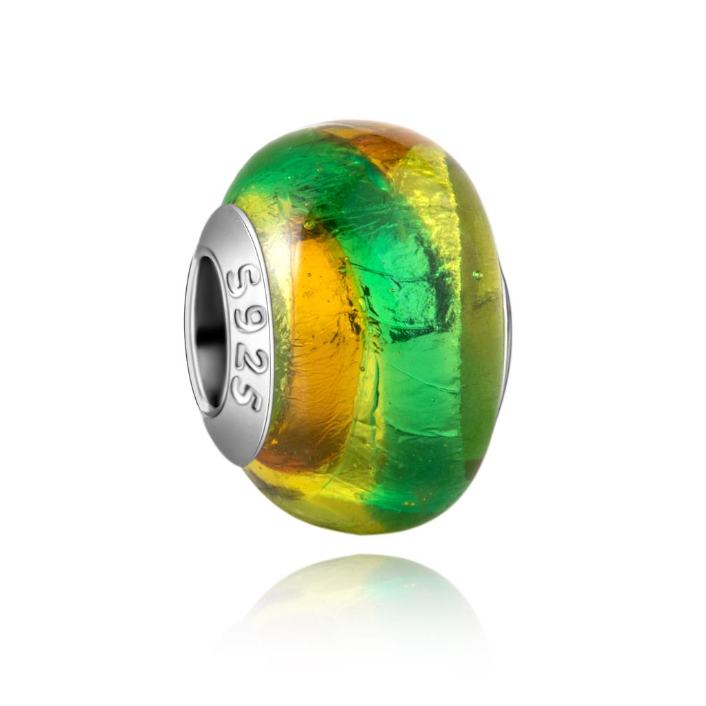  Charm Murano Vague Bleu Foncé Cuivré Coloré Compatible Bracelet Original Joli Charme Perles en Verre de Murano Fleur Rose Bijou
