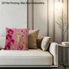 2D Flat- # Pink Cheetah Orchid Floral Throw Pillow Cover 2D Flat Printed Decorative Cushion Case For Home Sofa Bedroom